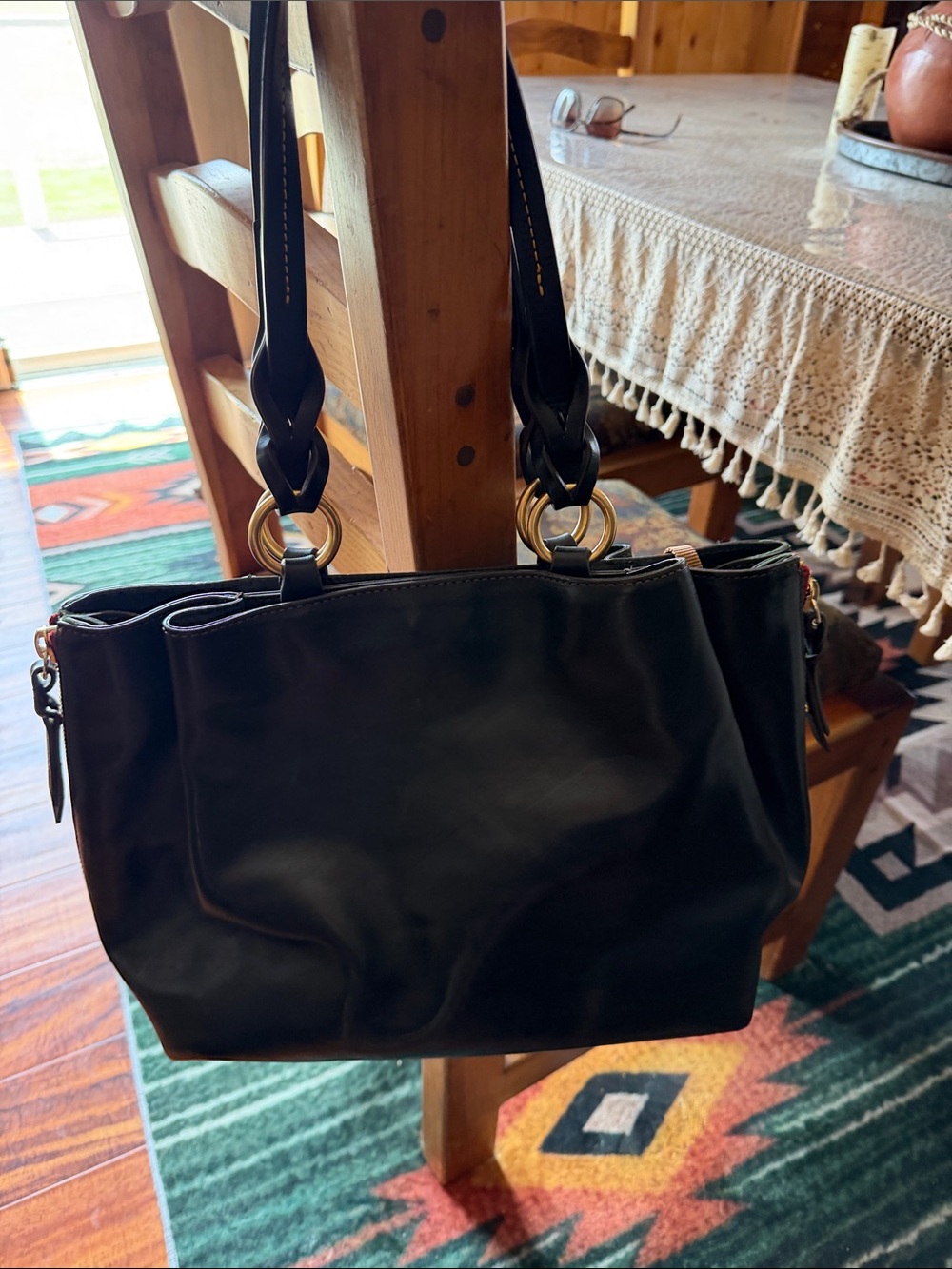 Black Leather Shoulder Bag - Classic Women's Tote Dooney Bourke
